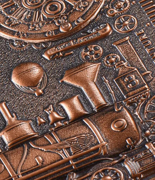 European relief retro embossed notepad diary in red bronze, silver, and green bronze colours.