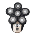 Smart digital five-head electric shaver in gold with floating cutter head and non-slip rubber grip