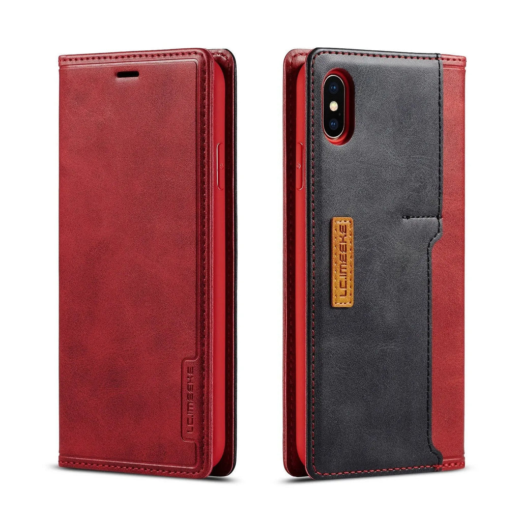Retro leather wallet phone case for iPhone with flip cover and card storage slots