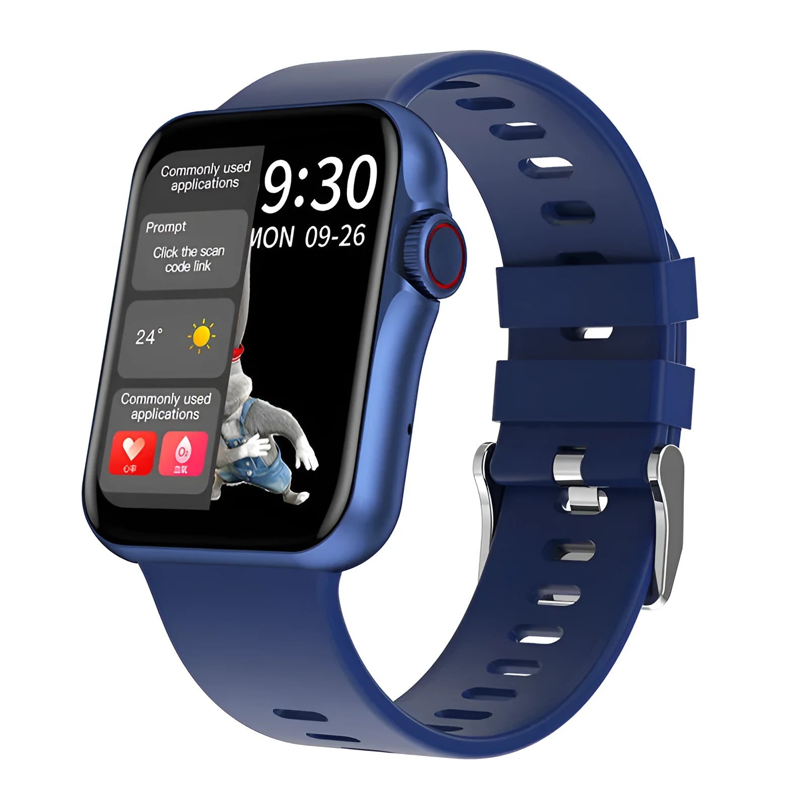 D06 colour screen Bluetooth smart watch with liquid silicone strap on wrist showing split screen display