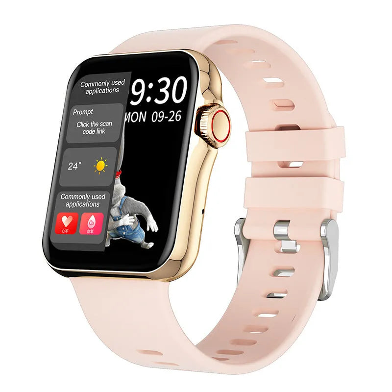 D06 colour screen Bluetooth smart watch with liquid silicone strap on wrist showing split screen display