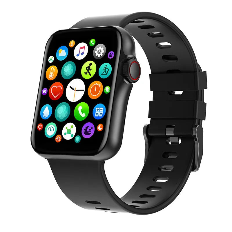 D06 colour screen Bluetooth smart watch with liquid silicone strap on wrist showing split screen display