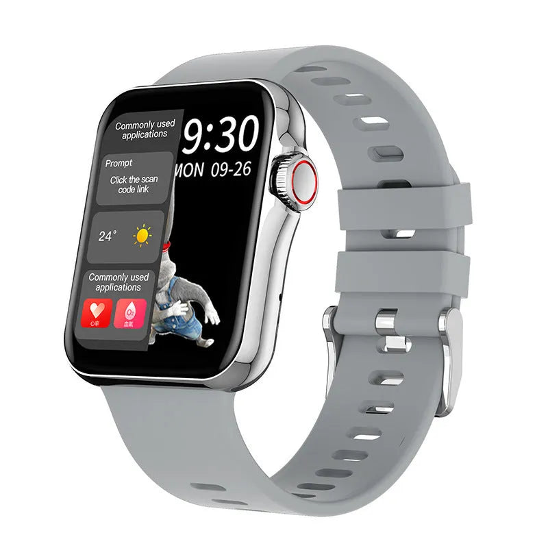 D06 colour screen Bluetooth smart watch with liquid silicone strap on wrist showing split screen display