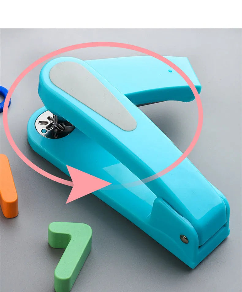 Rotatable stapler shown in dark blue colour, demonstrating its 360-degree spinning head and metal nail outlet.