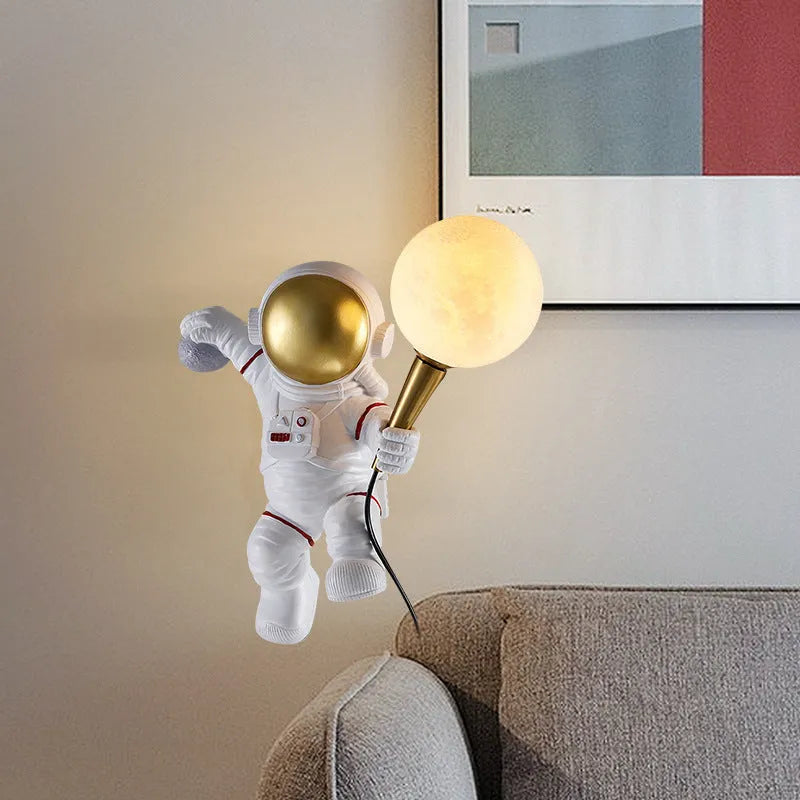 White astronaut desk lamp children's night light with resin and PLA construction