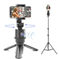 360-degree intelligent pan tilt tracking bracket holding a smartphone with AI face recognition activated.
