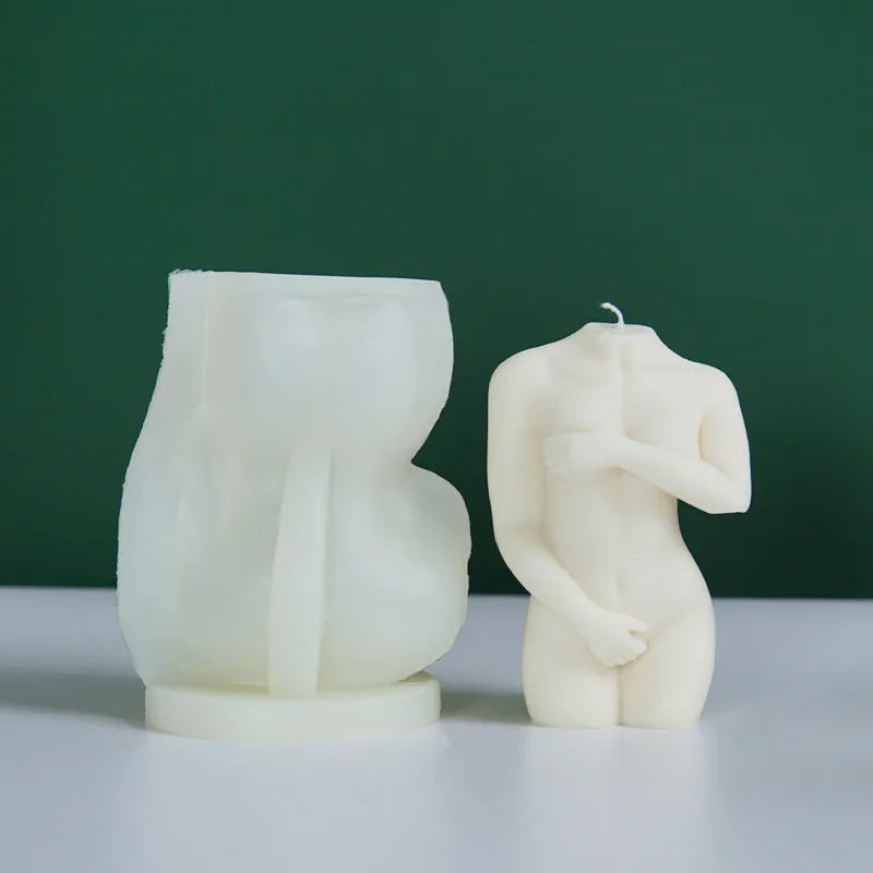Silicone female body candle mould showing realistic anatomical details for craft candle making