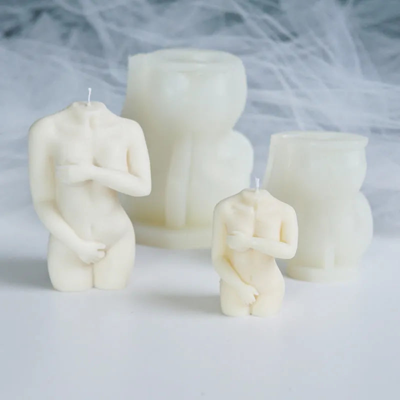 Silicone female body candle mould showing realistic anatomical details for craft candle making