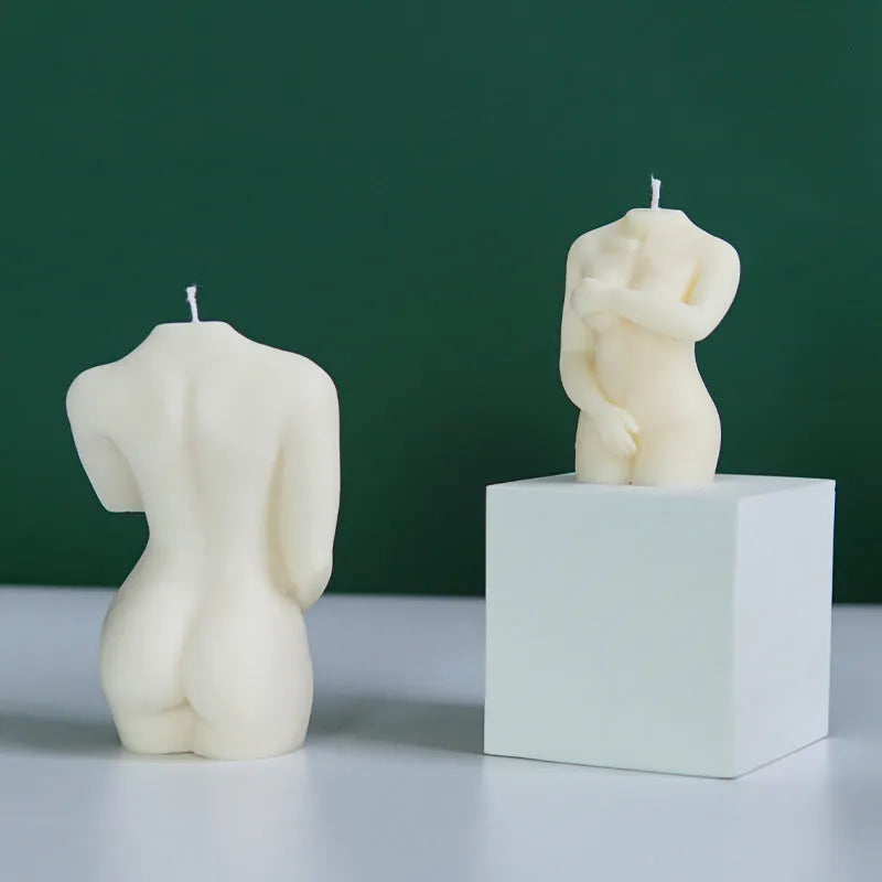 Silicone female body candle mould showing realistic anatomical details for craft candle making