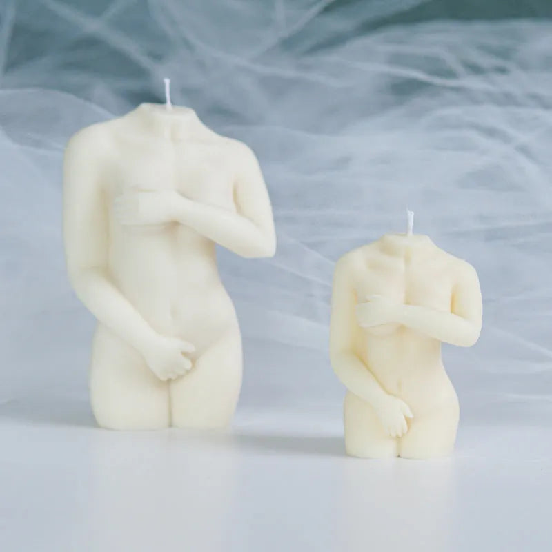 Silicone female body candle mould showing realistic anatomical details for craft candle making