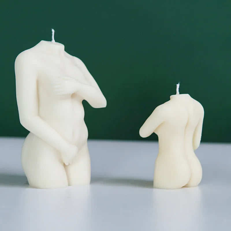 Silicone female body candle mould showing realistic anatomical details for craft candle making