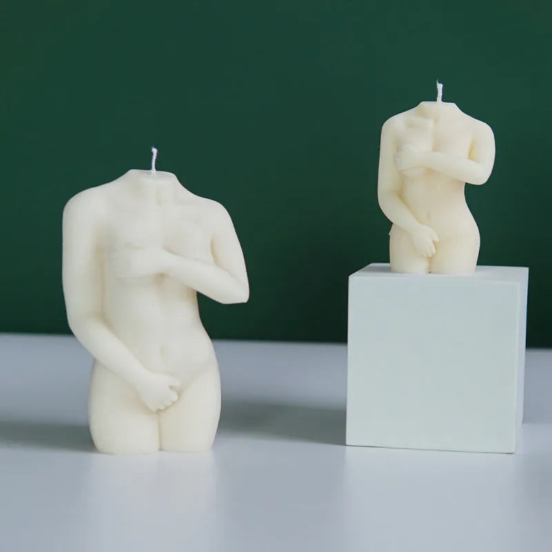 Silicone female body candle mould showing realistic anatomical details for craft candle making