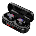 V7 LED button version wireless Bluetooth earphones with charging case and three ear cap pairs