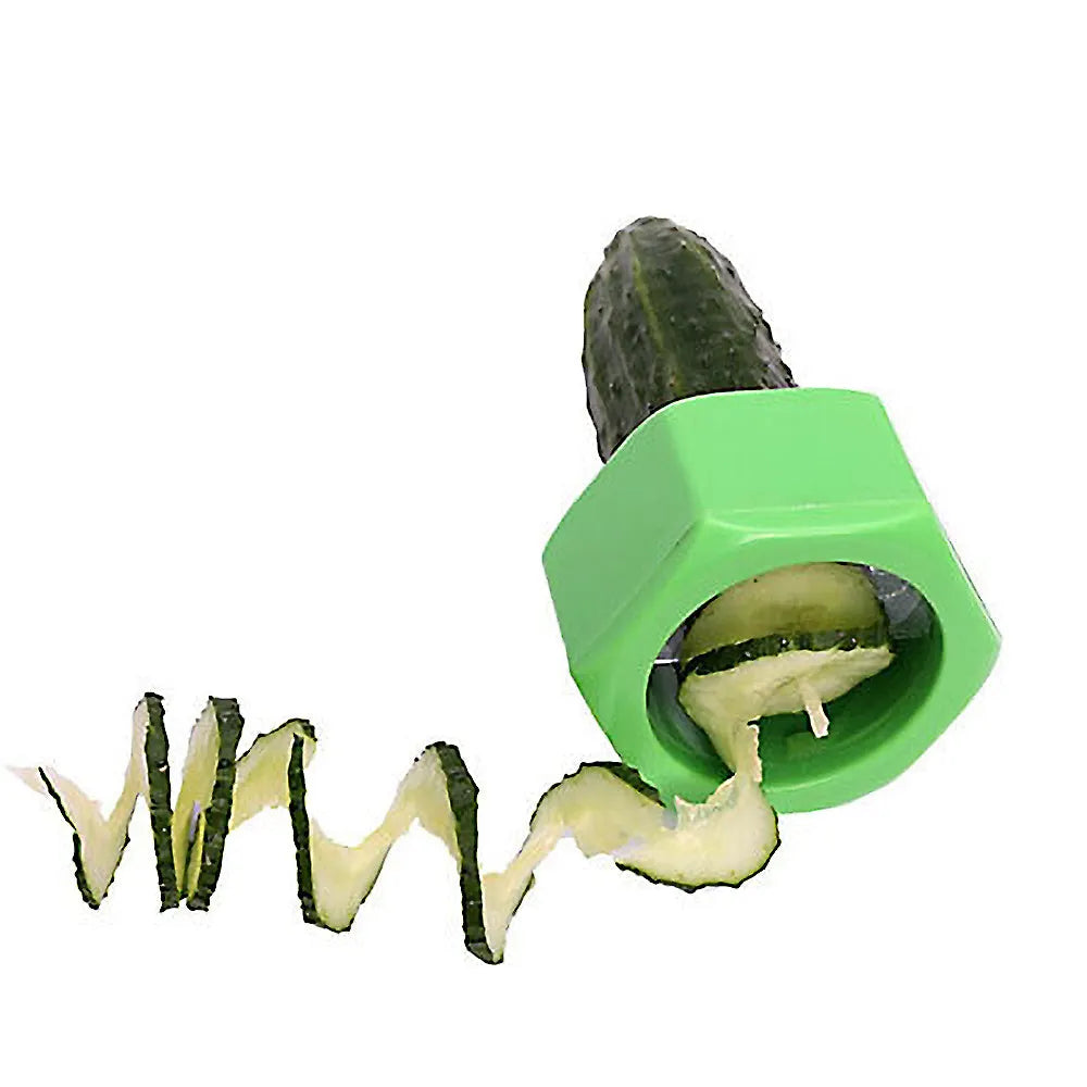 Yellow and green kitchen spiral vegetable cutter with ABS plastic food-grade construction