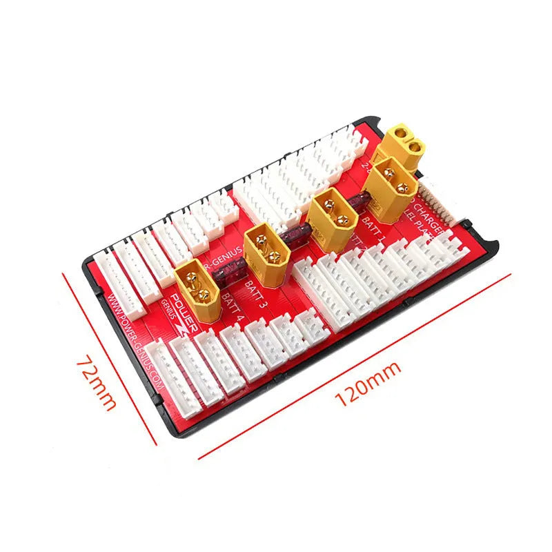 V2 parallel charge expansion adapter board for charging four sets of RC lithium batteries simultaneously.