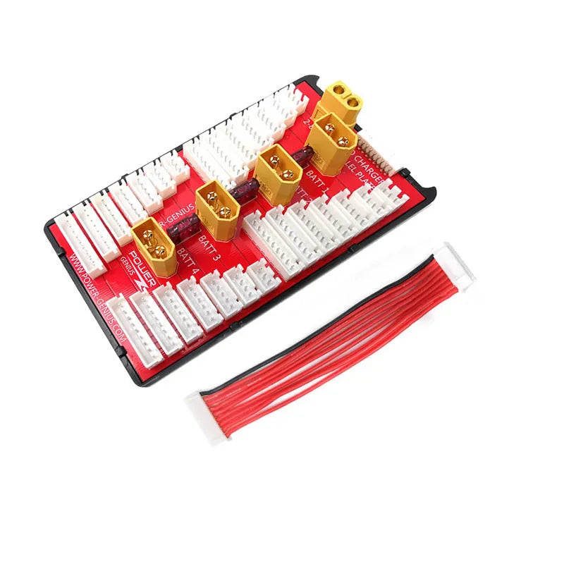 V2 parallel charge expansion adapter board for charging four sets of RC lithium batteries simultaneously.