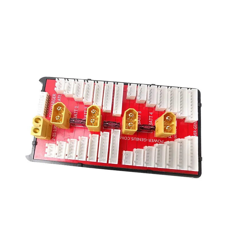 V2 parallel charge expansion adapter board for charging four sets of RC lithium batteries simultaneously.