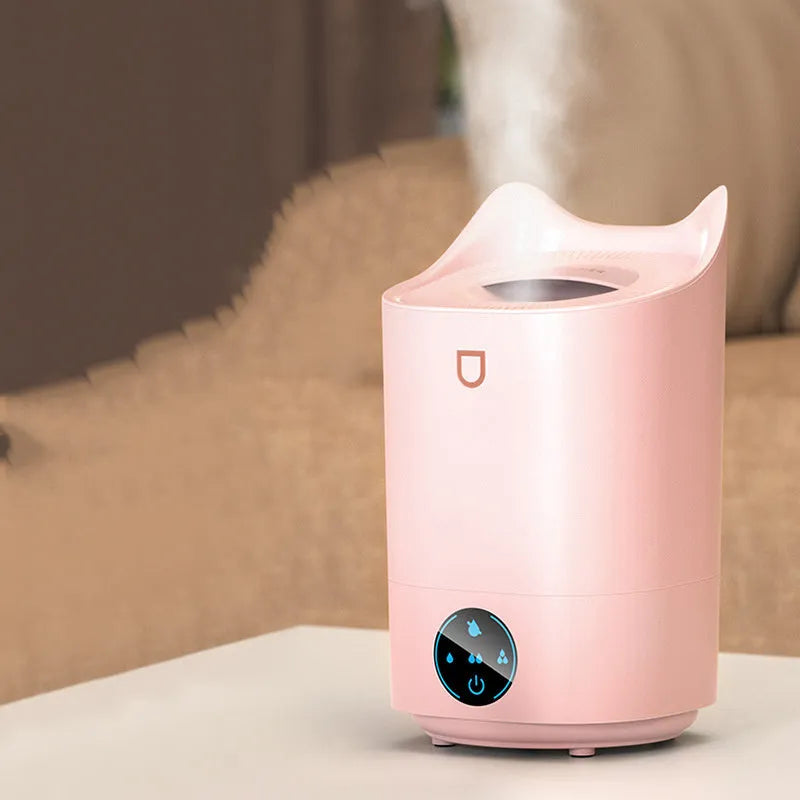 Double spray humidifier with three mist outlets, USB power cable, and large water tank