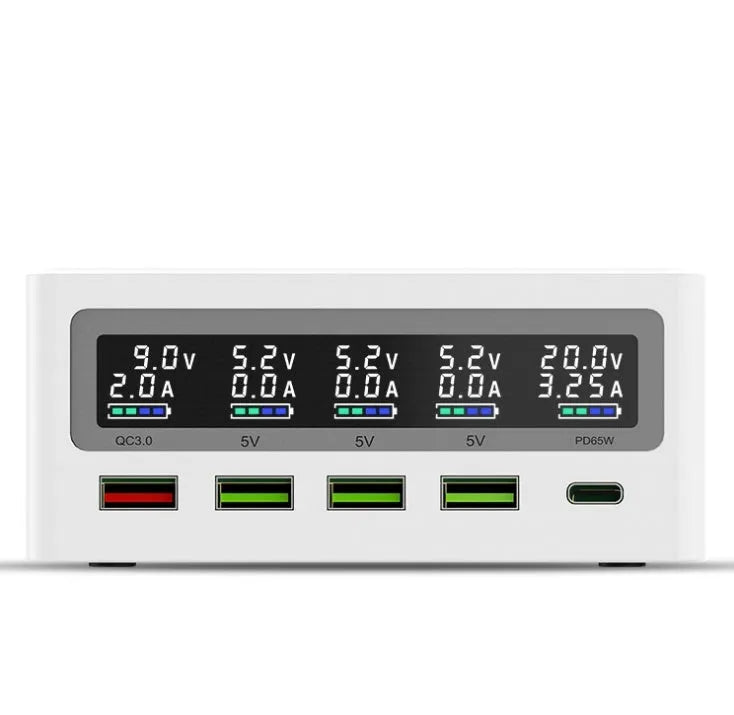 Amazon Explosive PD65w 5-port USB wireless charger with QC3.0 fast charge and interchangeable plug heads