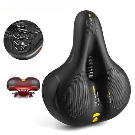 Bicycle padded cushion in brown leather fabric with thick sponge padding and air guide groove