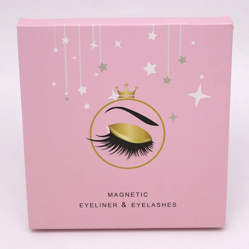 Magnetic eyeliner and false mink eyelashes set in colour 003, showing 5 reusable pairs