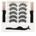 Magnetic eyeliner and false mink eyelashes set in colour 003, showing 5 reusable pairs