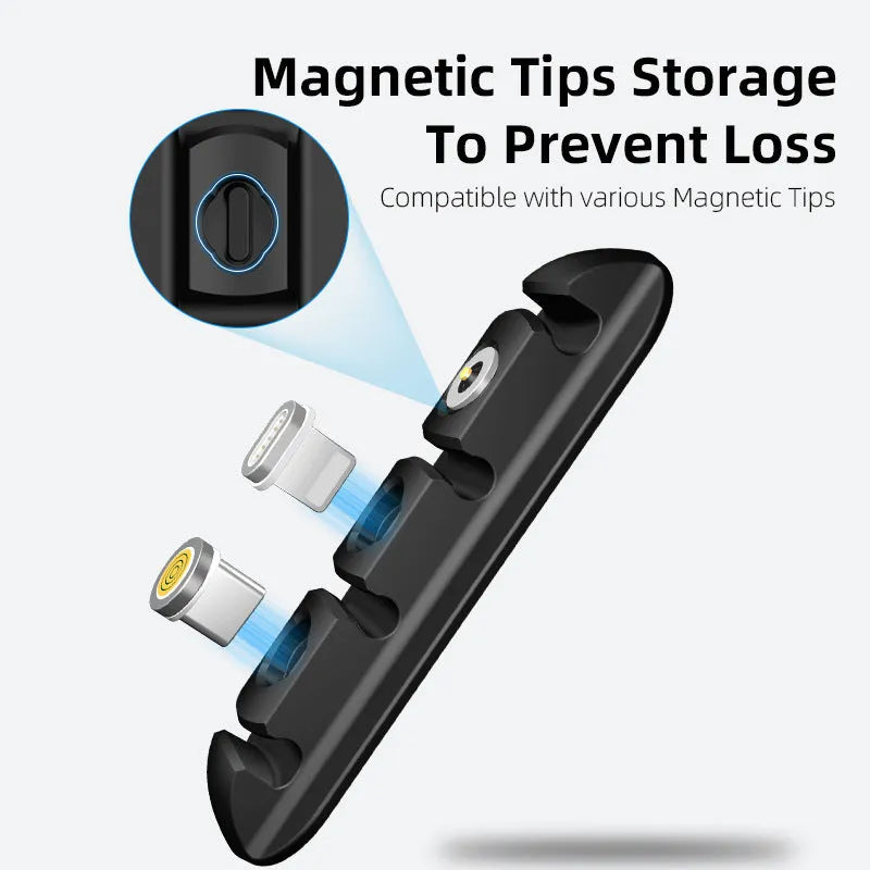 Black soft plastic desktop charging station with cable organiser compartments
