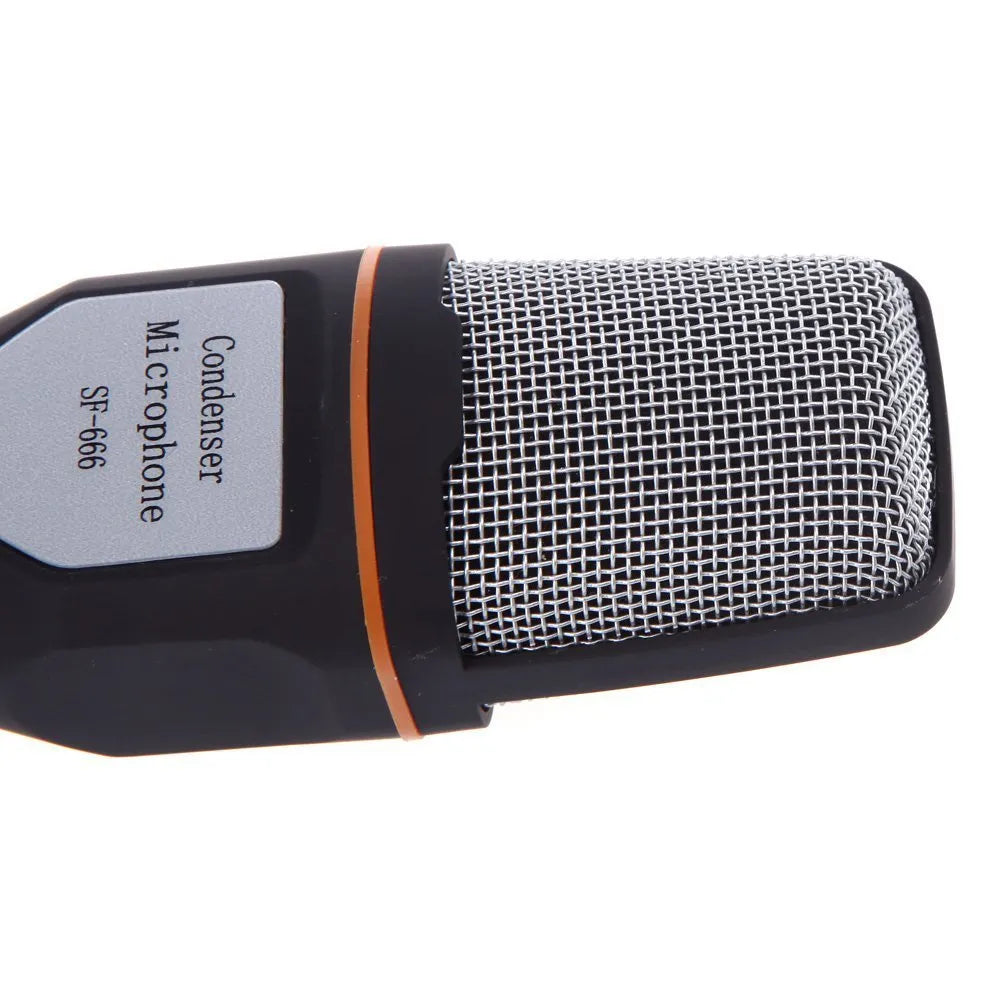 Black wired PC microphone with clip-on holder and 1.85m cable