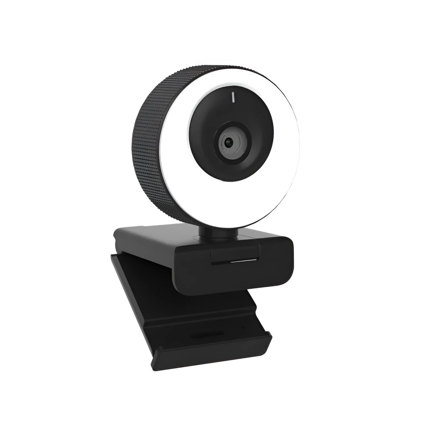 Black USB webcam with magnetic privacy cover showing 1080p resolution and 60FPS specifications