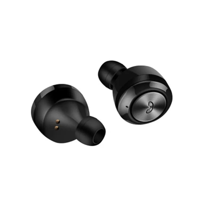 A6 black and white TWS Bluetooth headphones with noise cancellation and earplug design