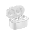 A6 black and white TWS Bluetooth headphones with noise cancellation and earplug design