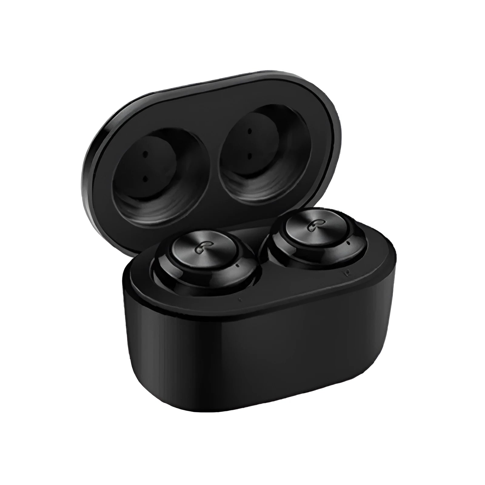 A6 black and white TWS Bluetooth headphones with noise cancellation and earplug design