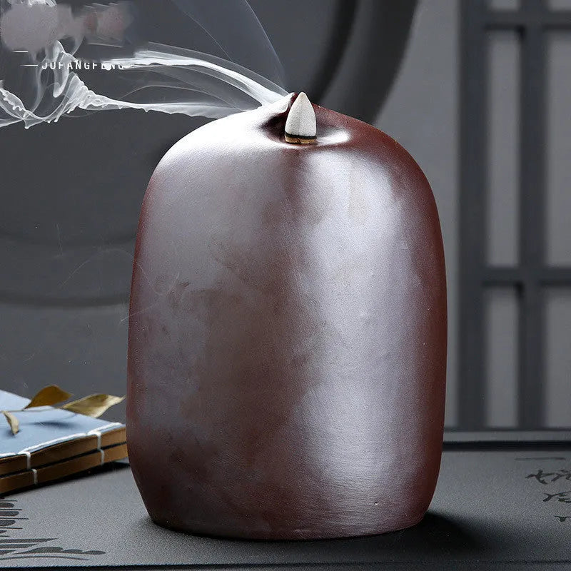 Ceramics sitting lotus Guanyin back flow incense burner for home Buddha altar display