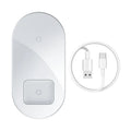 Baseus Minimalist 2-in-1 Wireless Charger Pro Version showing smartphone and earbud charging areas