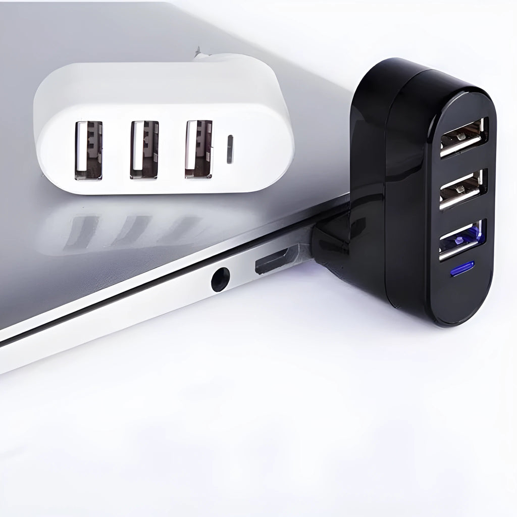 USB 2.0 expansion hub with multiple ports in black colour option