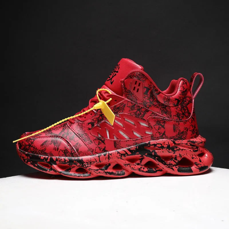 Men's camouflage pattern high-top basketball shoes on a white background
