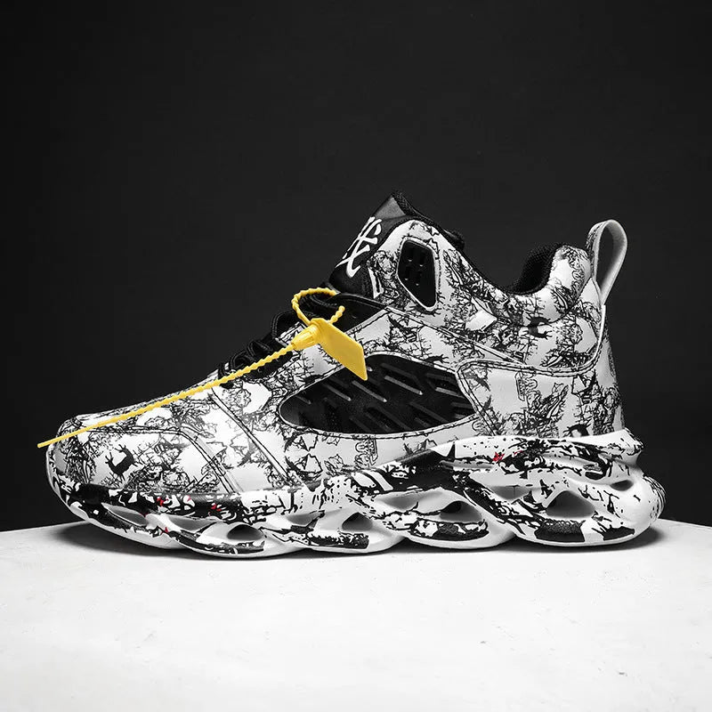 Men's camouflage pattern high-top basketball shoes on a white background