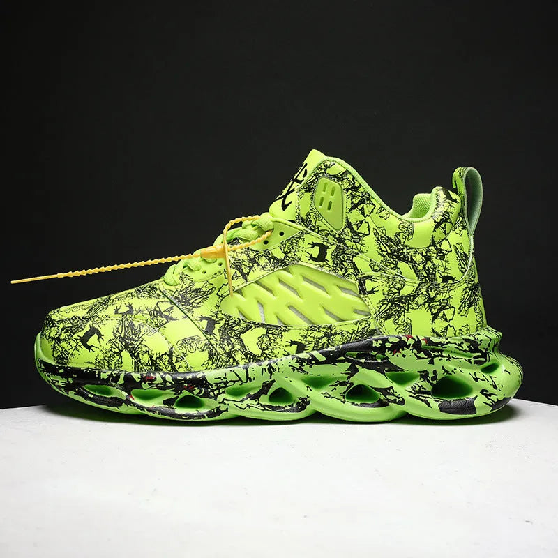 Men's camouflage pattern high-top basketball shoes on a white background