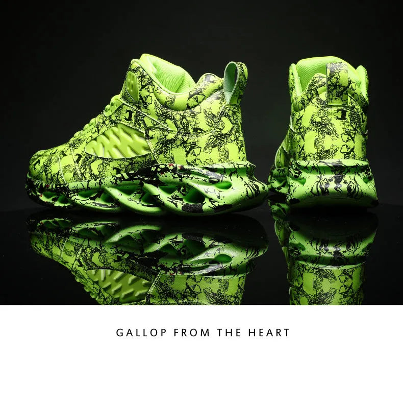 Men's camouflage pattern high-top basketball shoes on a white background