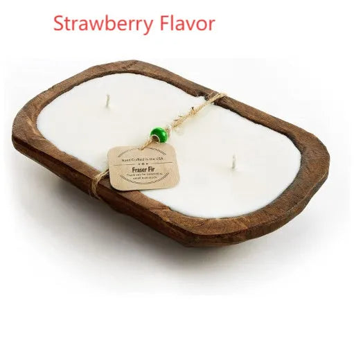 Wooden basin soy wax aromatherapy candle with triple wick and lavender scent option