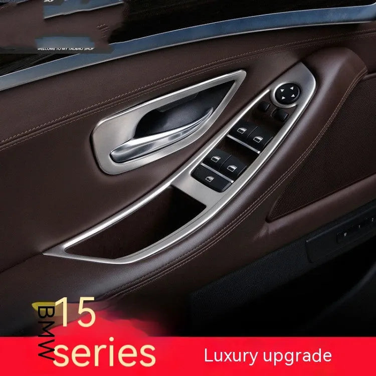 BMW 5 Series interior door handle decorative strips showing four painted frame bars for F10 F18 models