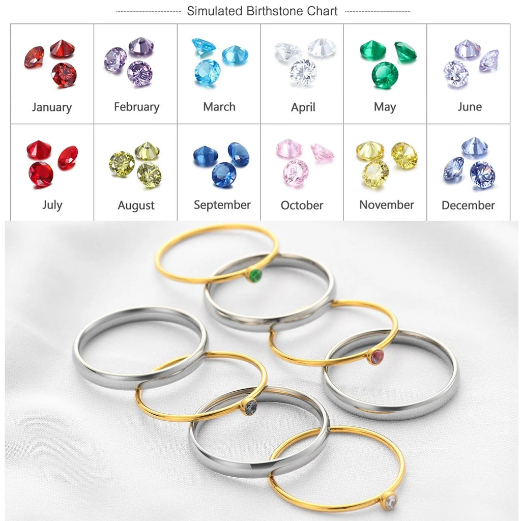 Titanium steel December birthstone ring with geometric engraving and electroplated finish