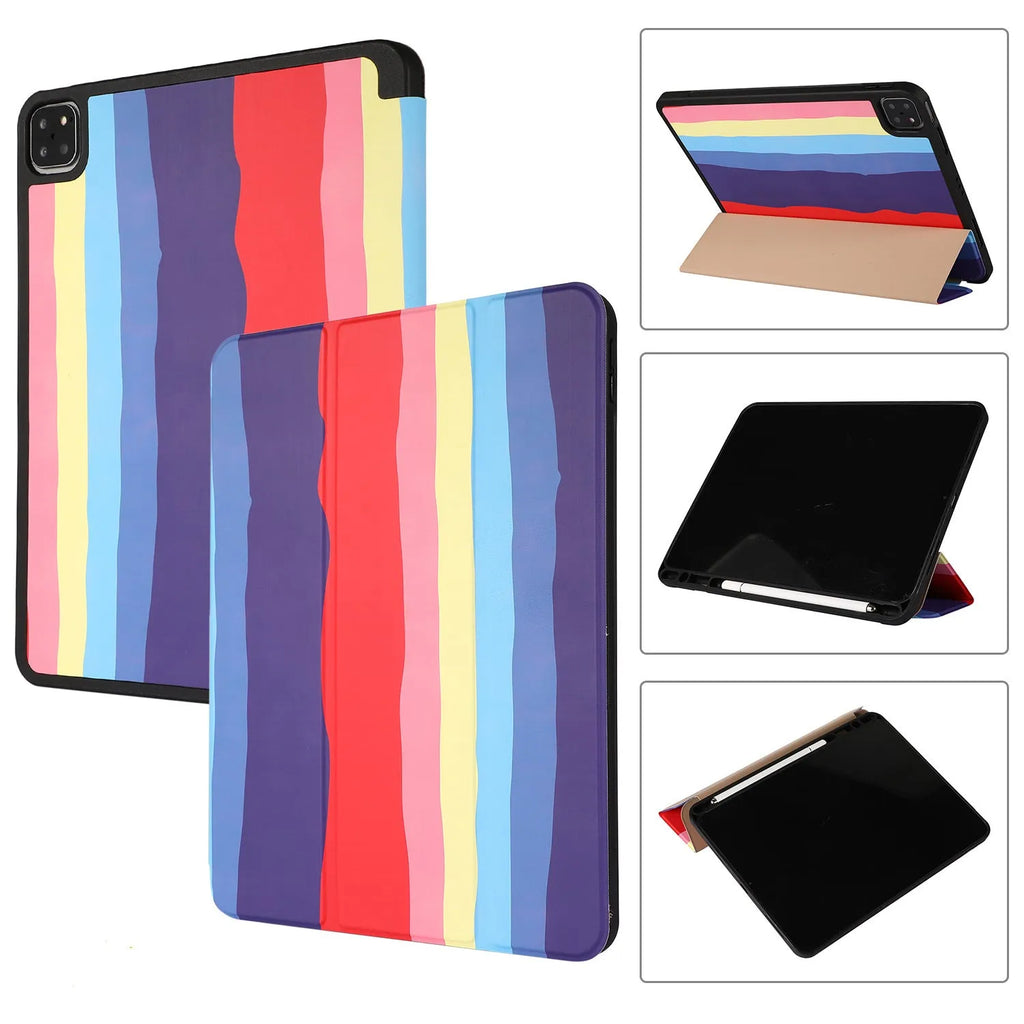Blue tablet case with tri-fold stand and pen slot for iPad 10.2 inch model