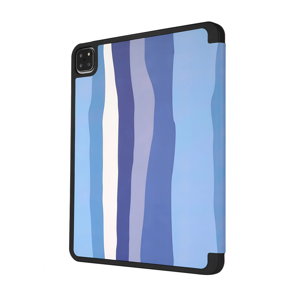 Blue tablet case with tri-fold stand and pen slot for iPad 10.2 inch model