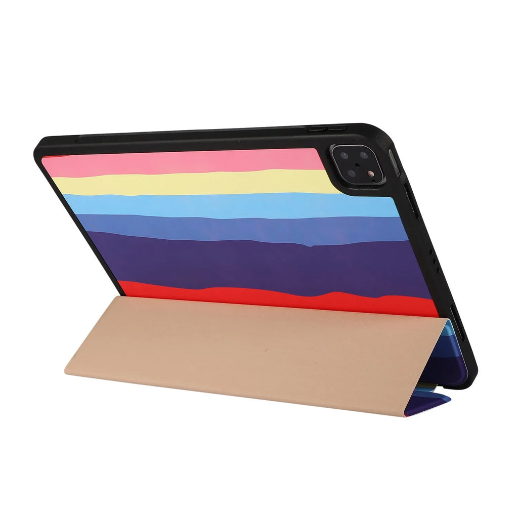 Blue tablet case with tri-fold stand and pen slot for iPad 10.2 inch model