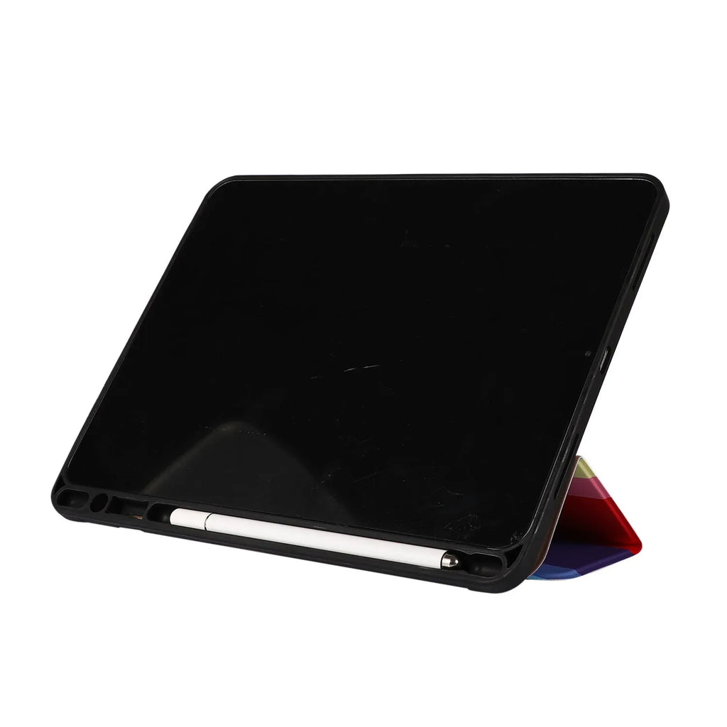 Blue tablet case with tri-fold stand and pen slot for iPad 10.2 inch model
