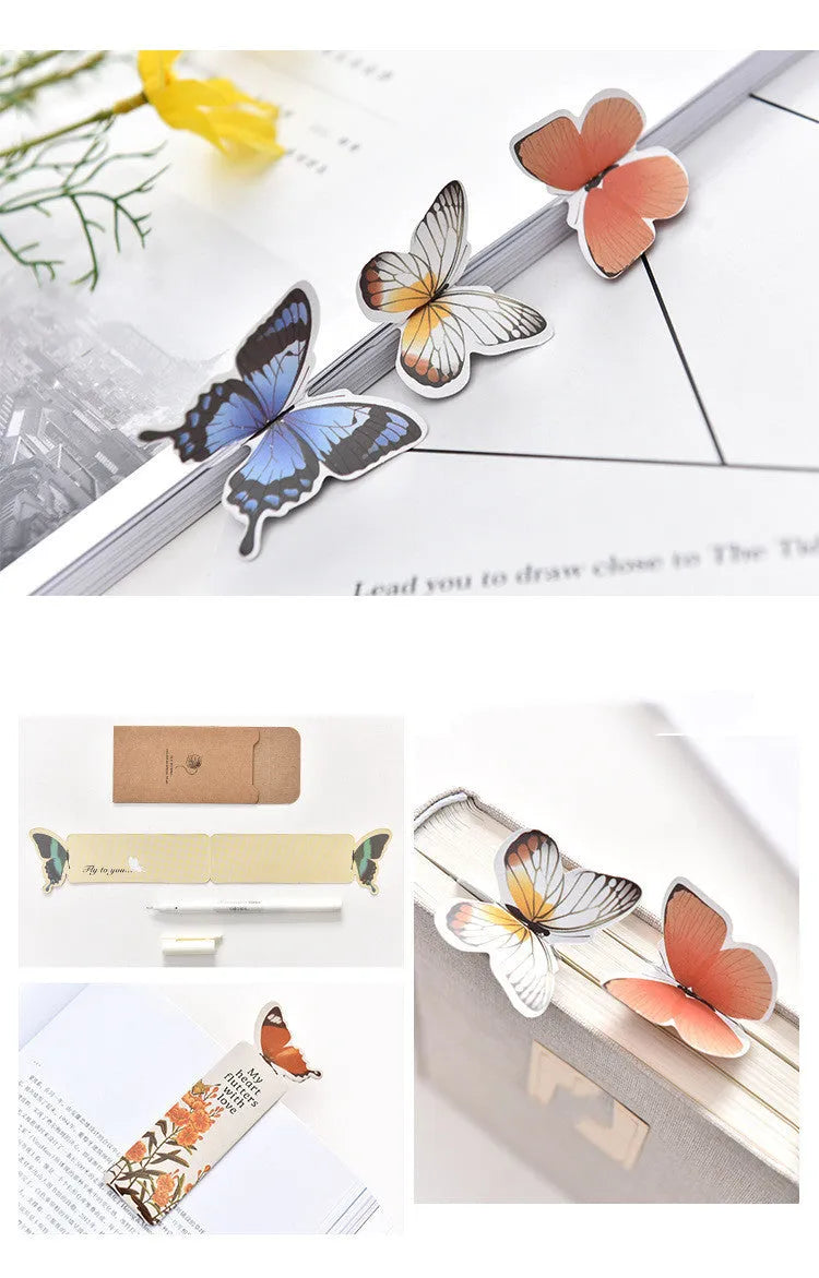 Butterfly-shaped paper bookmark measuring 13.5 by 5.5 centimetres