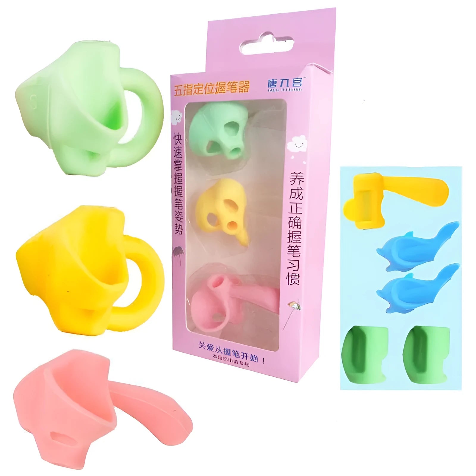 Children's pen holder orthosis for kindergarten writing practice with dolphin or mixed colour options