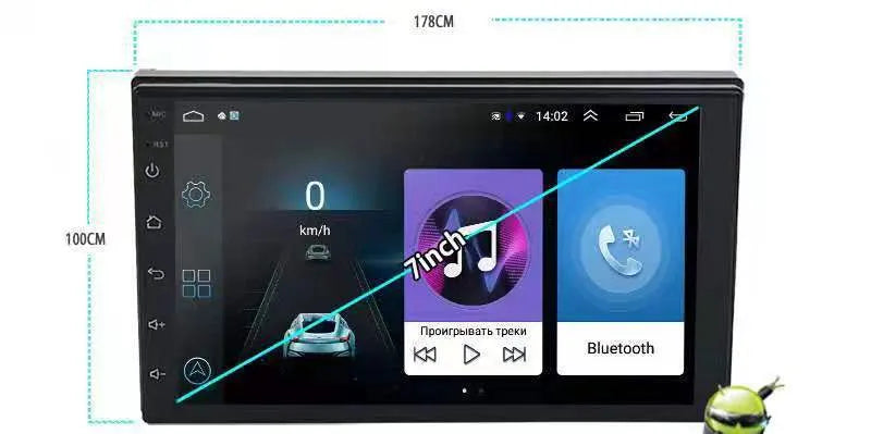 Black Android car navigator with rotating screen for GM vehicles showing 10-inch display