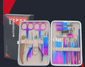 25 piece black matt manicure set with high quality steel tools in compact case